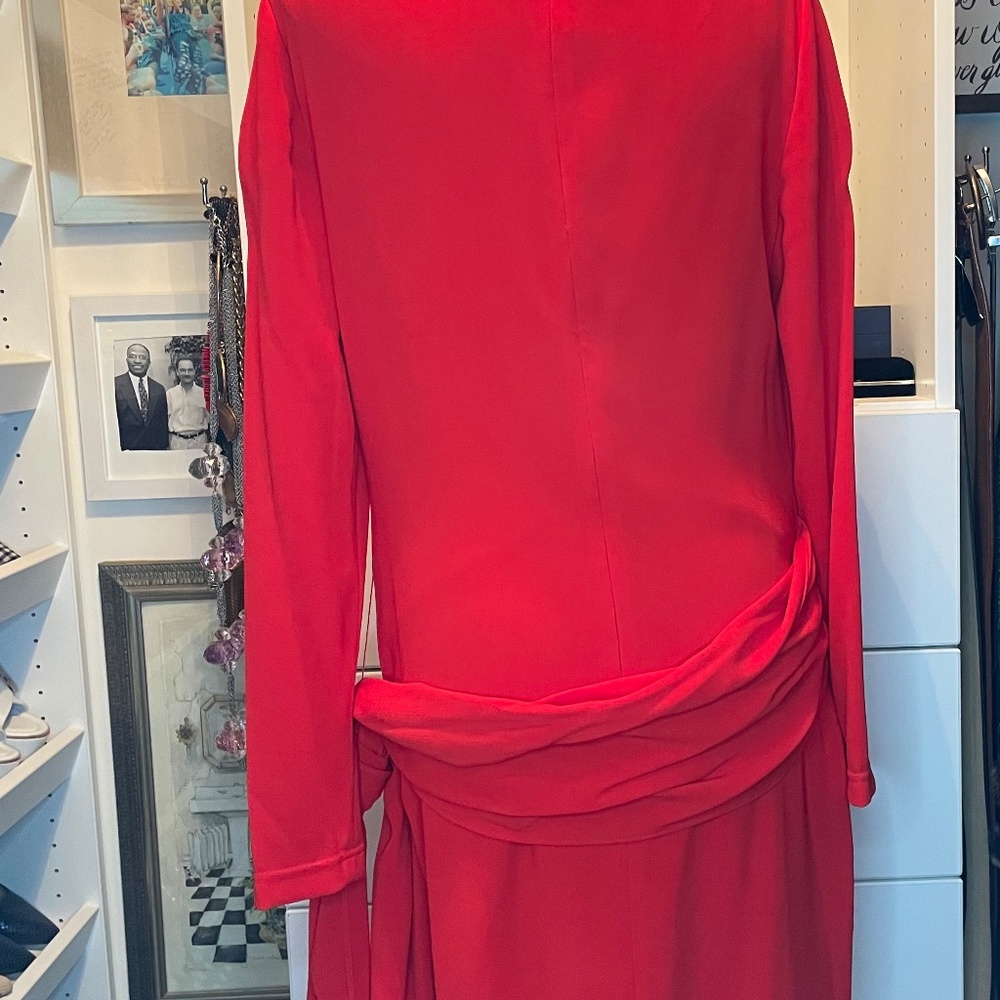 Dana Bauchman Red Silk Rouche Dress